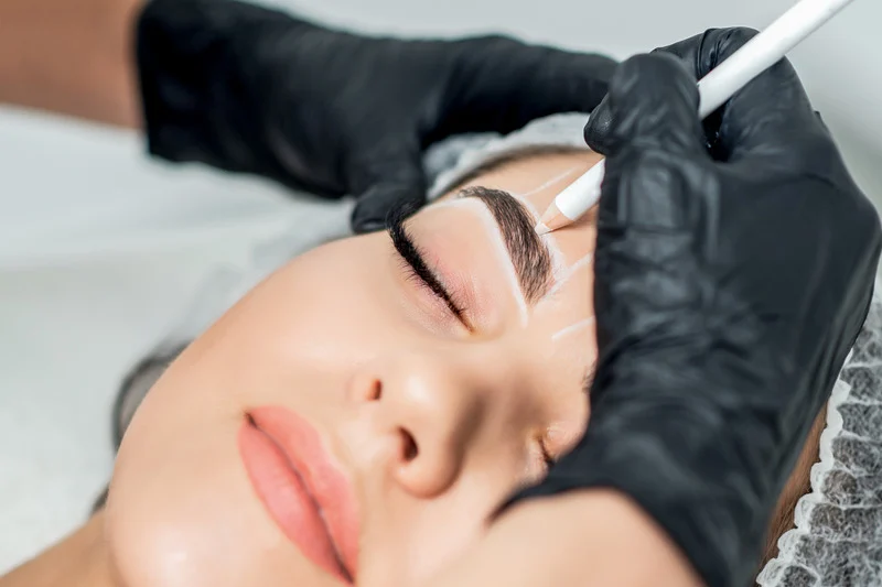 Photo of perfectly shaped brows prepared for microblading at Agigma Holistic Spa