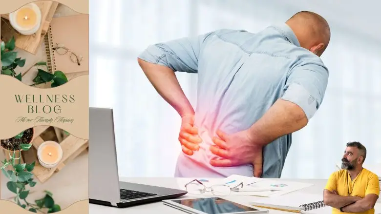 a person holds his lower back and seems like he suffering from sciatica pain