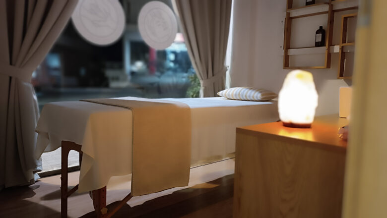 massage room with massage table in agigma holistic spa